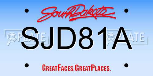 SJD81A South Dakota License Plate