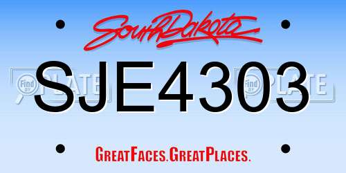 SJE4303 South Dakota License Plate