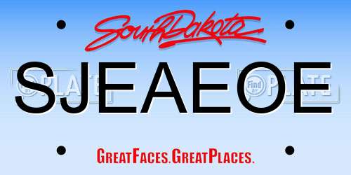 SJEAEOE South Dakota License Plate