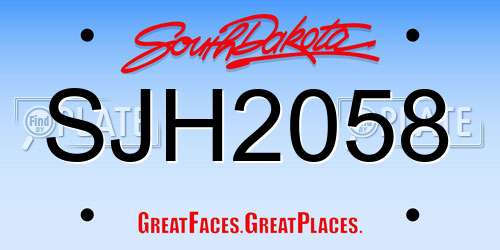 SJH2058 South Dakota License Plate