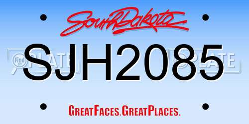SJH2085 South Dakota License Plate