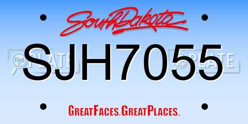 SJH7055 South Dakota License Plate
