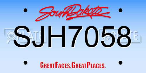 SJH7058 South Dakota License Plate