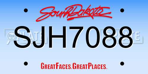 SJH7088 South Dakota License Plate