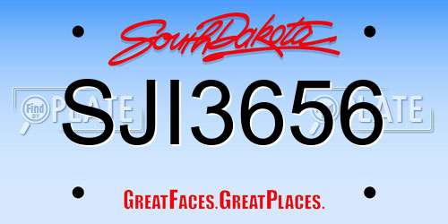 SJI3656 South Dakota License Plate