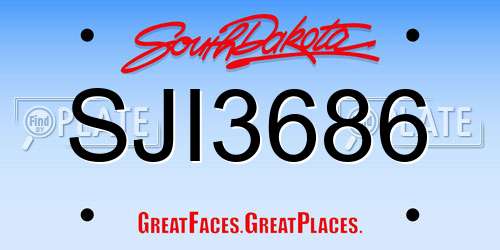 SJI3686 South Dakota License Plate