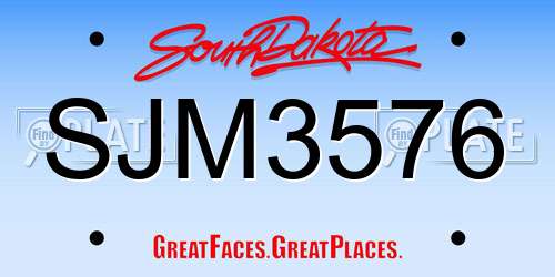 SJM3576 South Dakota License Plate
