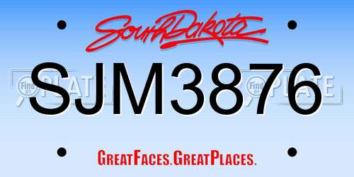 SJM3876 South Dakota License Plate