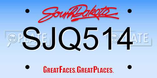 SJQ514 South Dakota License Plate