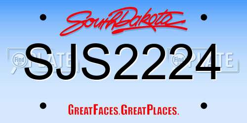 SJS2224 South Dakota License Plate