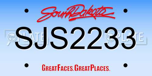 SJS2233 South Dakota License Plate