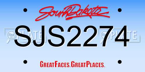 SJS2274 South Dakota License Plate