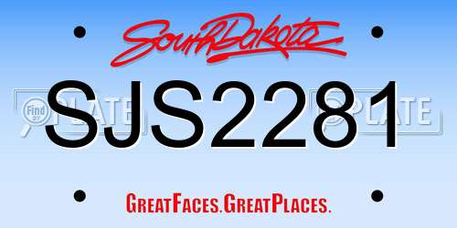 SJS2281 South Dakota License Plate