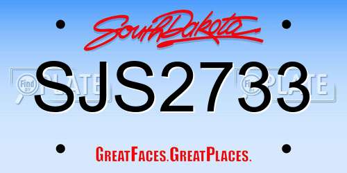 SJS2733 South Dakota License Plate
