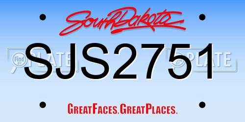 SJS2751 South Dakota License Plate