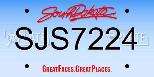 SJS7224 South Dakota License Plate