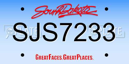SJS7233 South Dakota License Plate