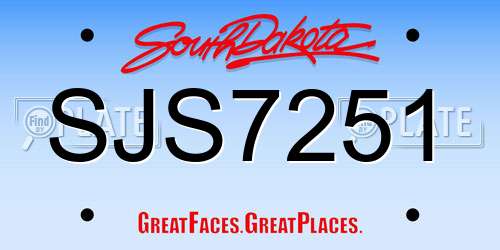 SJS7251 South Dakota License Plate