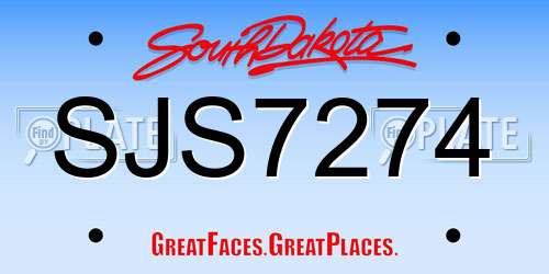 SJS7274 South Dakota License Plate
