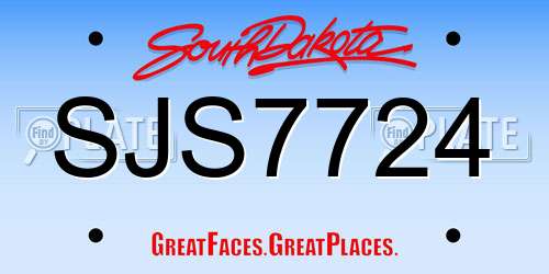 SJS7724 South Dakota License Plate