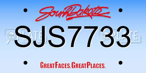 SJS7733 South Dakota License Plate
