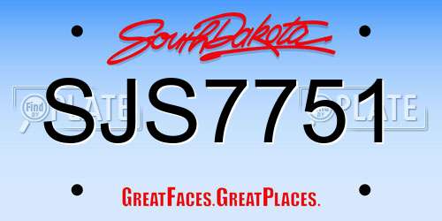 SJS7751 South Dakota License Plate