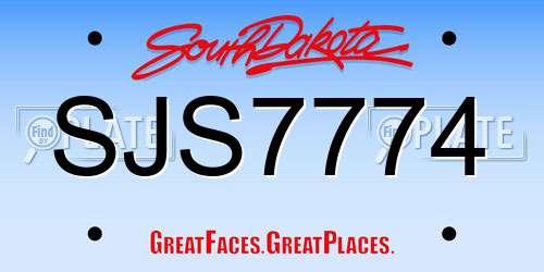 SJS7774 South Dakota License Plate