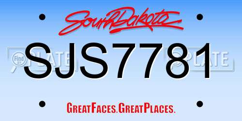SJS7781 South Dakota License Plate
