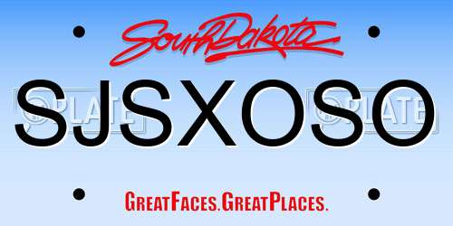 SJSXOSO South Dakota License Plate