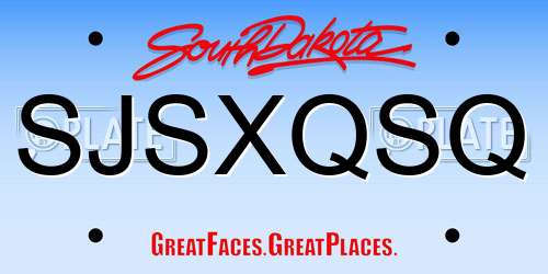 SJSXQSQ South Dakota License Plate