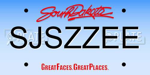 SJSZZEE South Dakota License Plate