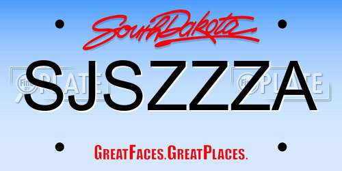 SJSZZZA South Dakota License Plate