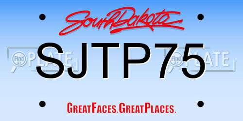 SJTP75 South Dakota License Plate
