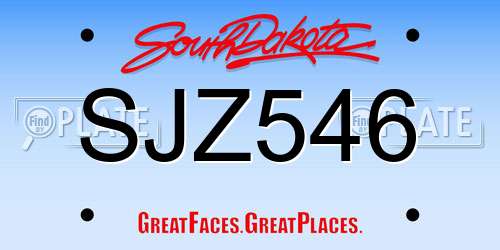 SJZ546 South Dakota License Plate