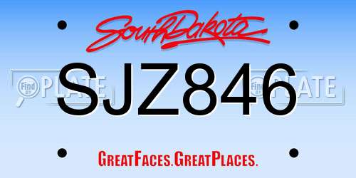 SJZ846 South Dakota License Plate