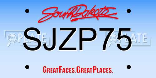 SJZP75 South Dakota License Plate