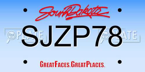 SJZP78 South Dakota License Plate