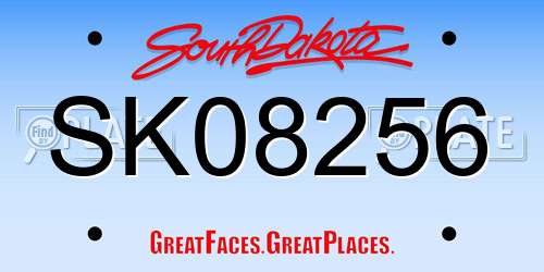 SK08256 South Dakota License Plate
