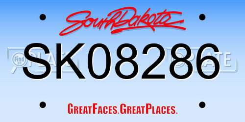 SK08286 South Dakota License Plate