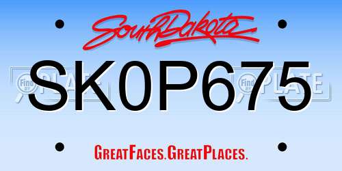 SK0P675 South Dakota License Plate