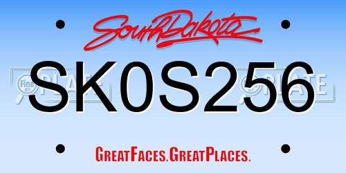 SK0S256 South Dakota License Plate