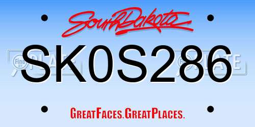 SK0S286 South Dakota License Plate
