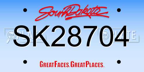 SK28704 South Dakota License Plate