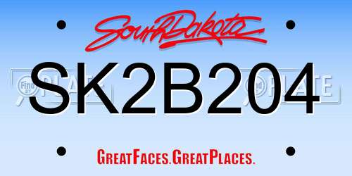SK2B204 South Dakota License Plate