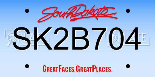 SK2B704 South Dakota License Plate