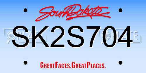 SK2S704 South Dakota License Plate