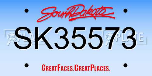 SK35573 South Dakota License Plate
