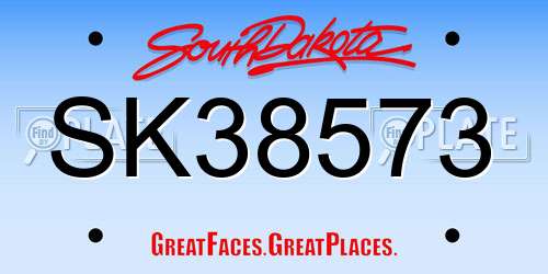 SK38573 South Dakota License Plate