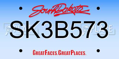 SK3B573 South Dakota License Plate