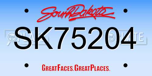 SK75204 South Dakota License Plate
